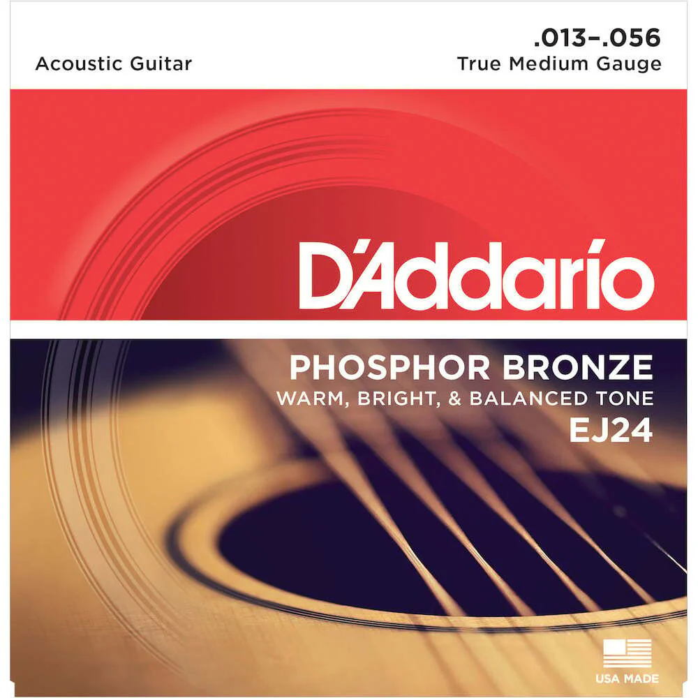 DAddario EJ24 Phosphor Bronze Acoustic Guitar Strings True Medium 1356