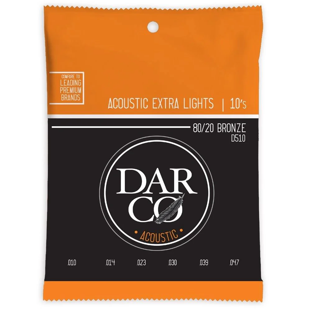 Darco 80/20 Bronze Extra Light Acoustic Guitar Strings (10-47)