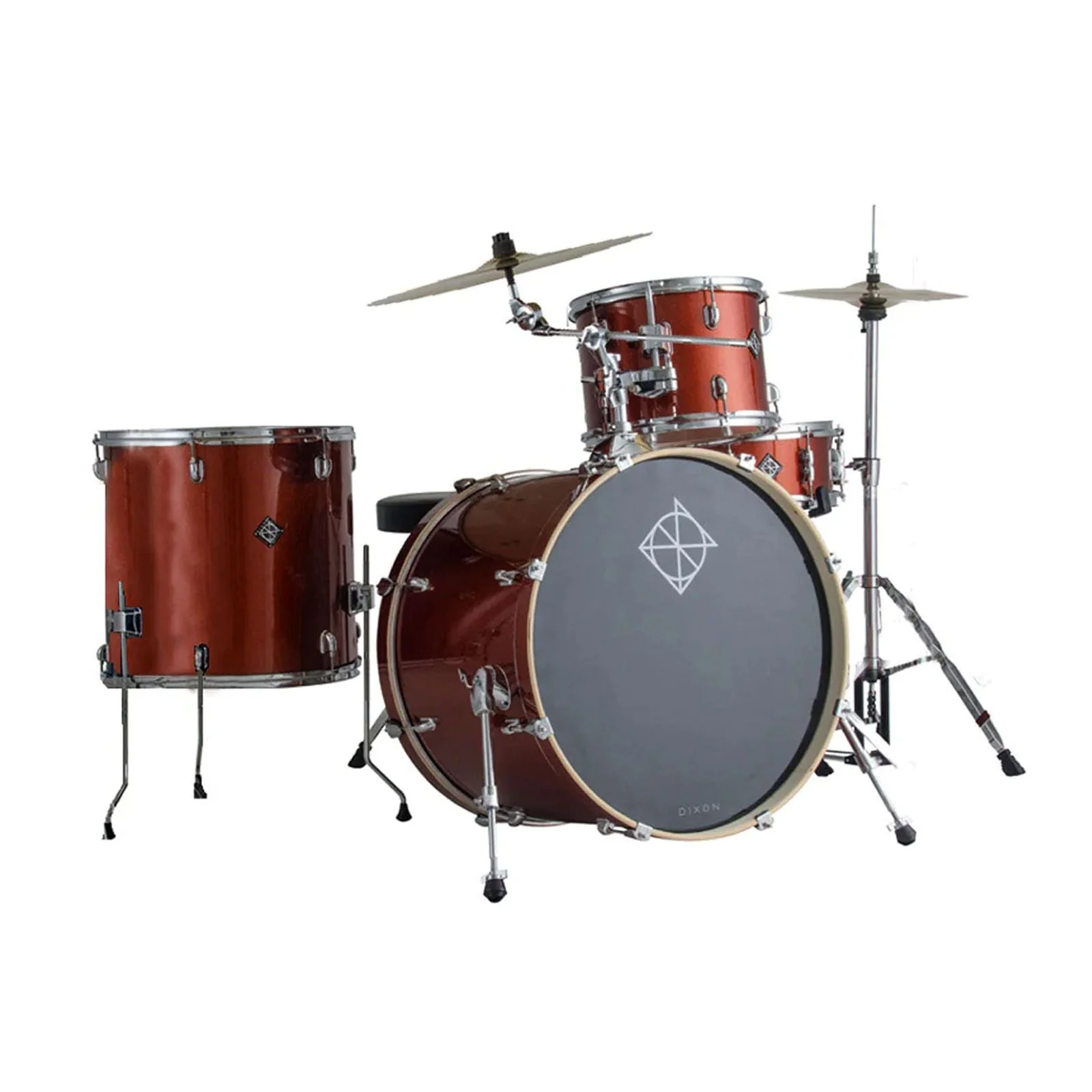 Dixon Spark 4pc 18 inch Drum Kit wHardware Cymbals Champagne Sparkle