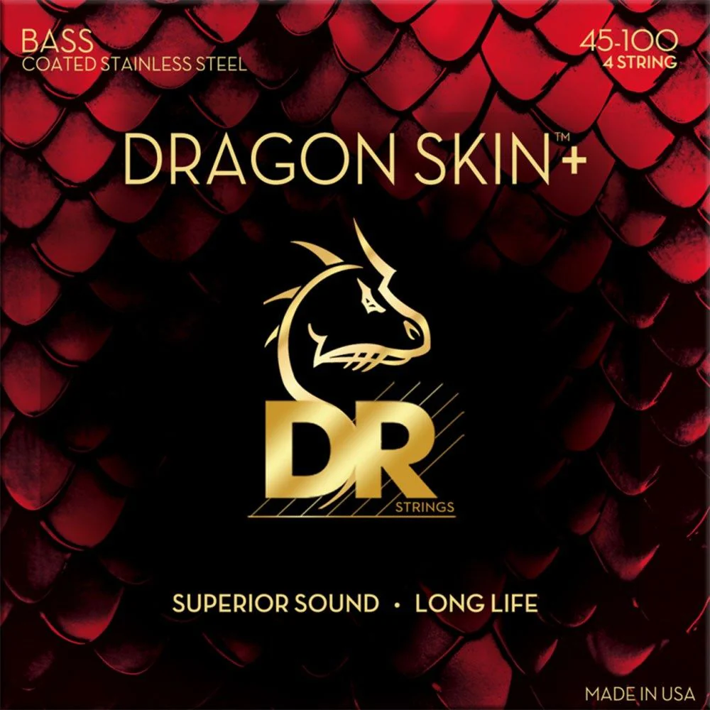 DR Dragon Skin + Stainless Steel Bass Guitar Strings (45-100)