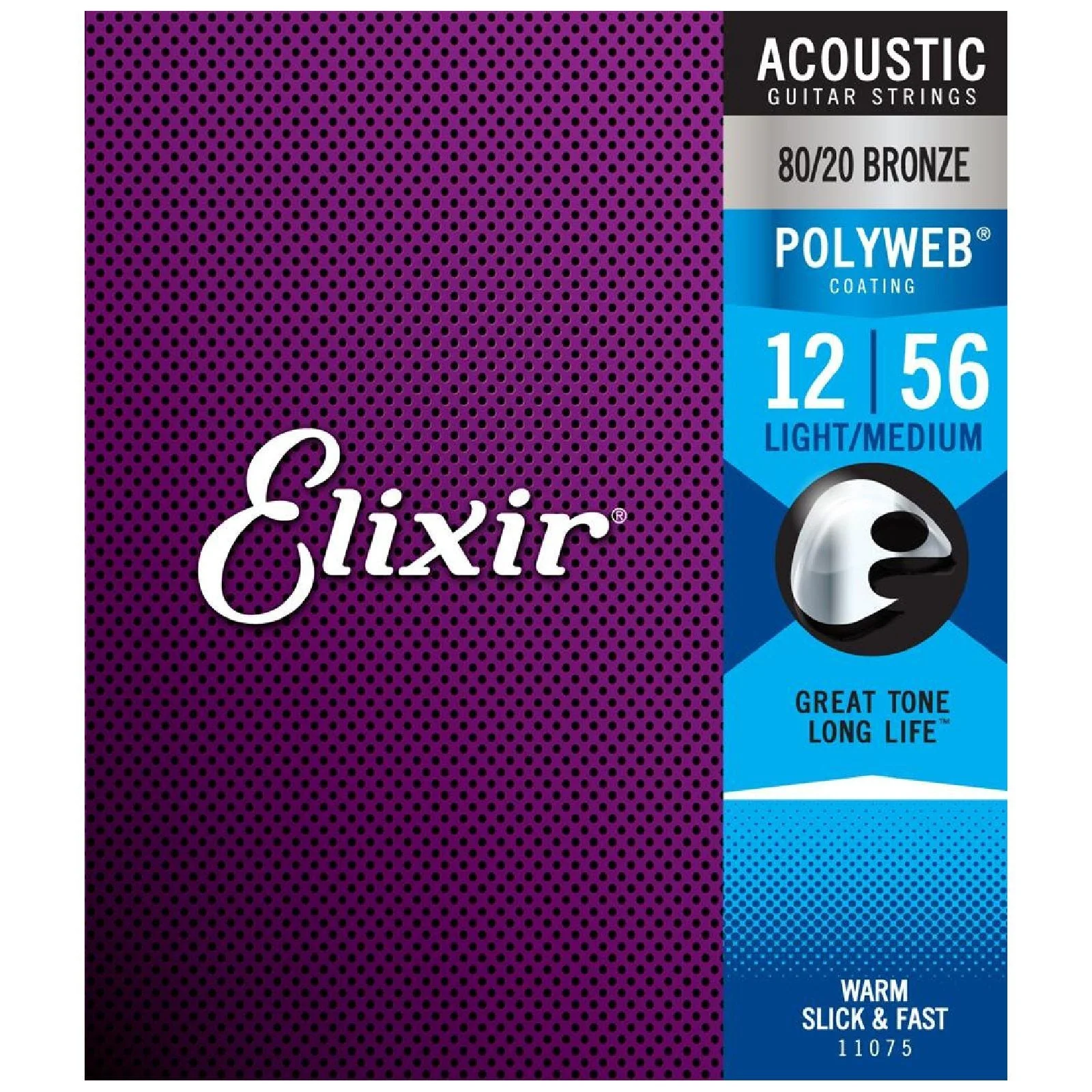 Elixir 11075 80/20 Bronze Acoustic Strings w/ Polyweb Coating Light/Med (12-56)