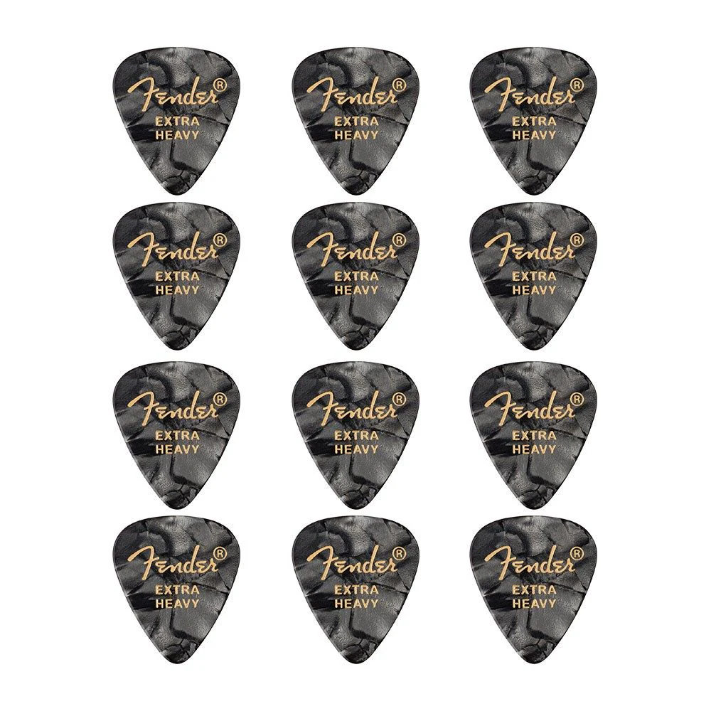 Fender 351 Shape Premium Picks 12-Pack - Extra Heavy (Black Moto)
