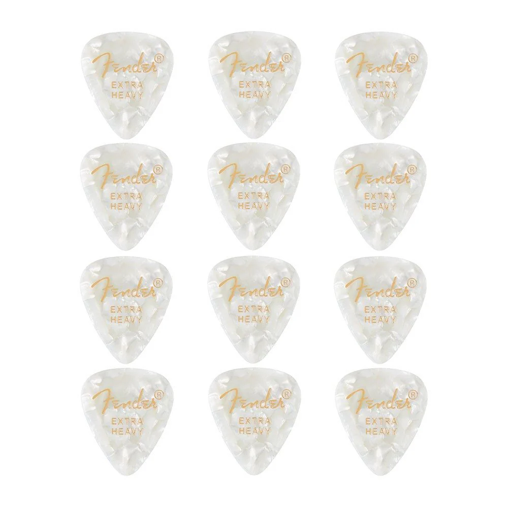 Fender 351 Shape Premium Picks 12-Pack - Extra Heavy (White Moto)