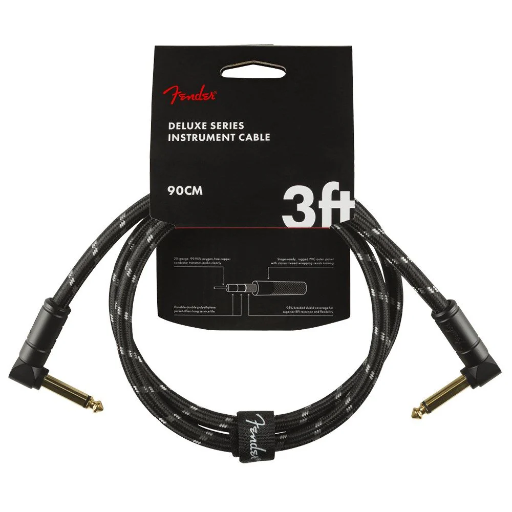 Fender Deluxe Series Instrument Cable Angle / Angle 3' (Black Tweed)