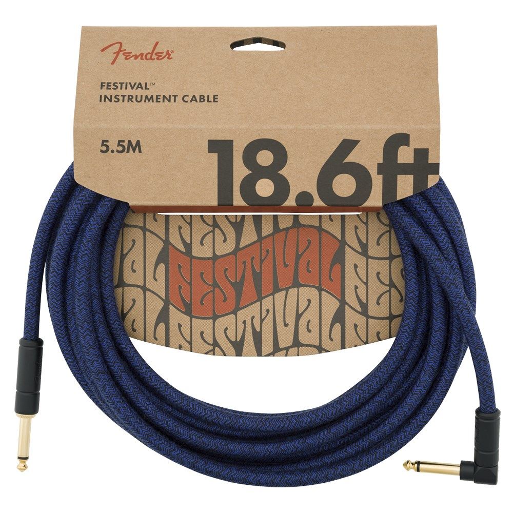 Fender Festival Instrument Cable Straight / Angle 18.6' Pure Hemp (Blue Dream)
