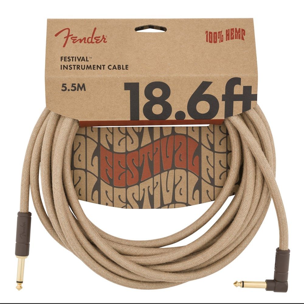 Fender Festival Instrument Cable Straight / Angle 18.6' Pure Hemp (Natural)