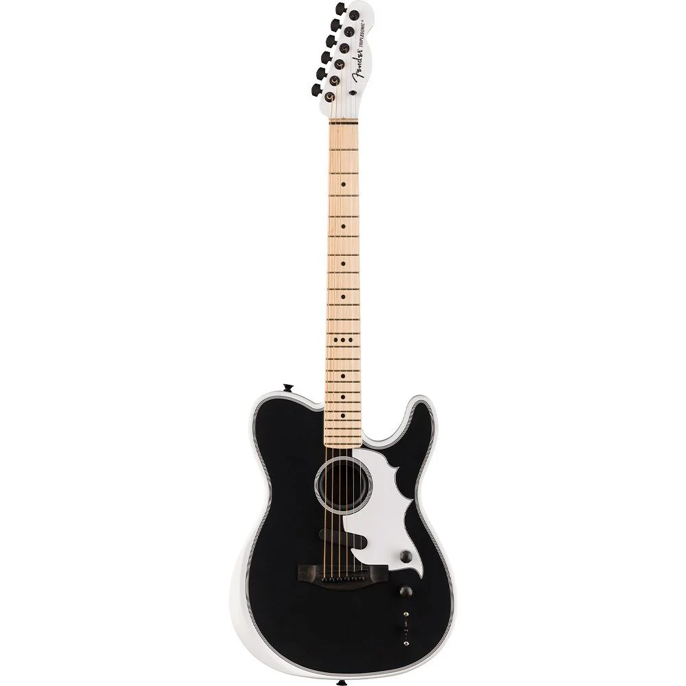 Fender Jack White Triplesonic Acoustasonic Tele (Satin Arctic White w/ Black Top)