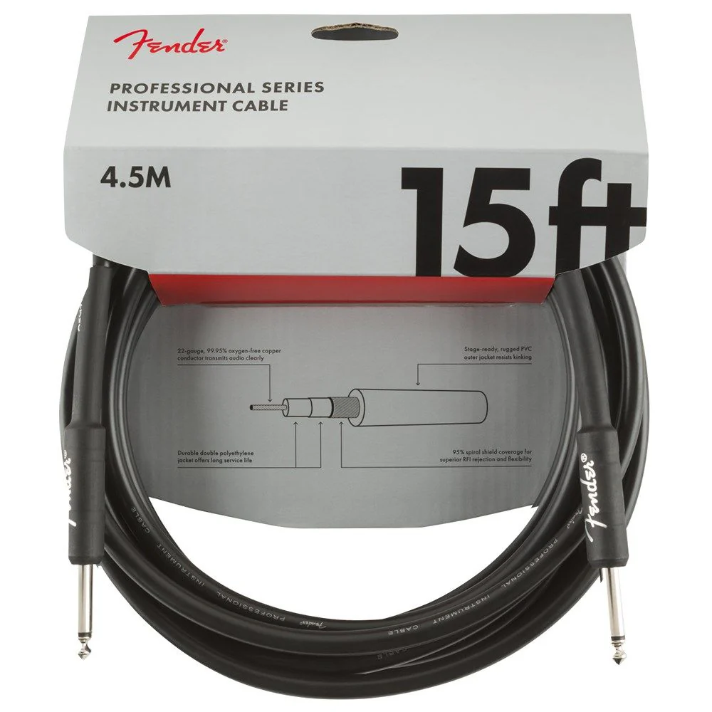 Fender Professional Series Inst. Cable Straight / Straight 15' (Black)