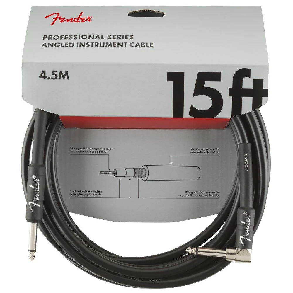 Fender Professional Series Instrument Cable Straight / Angle 15' (Black)