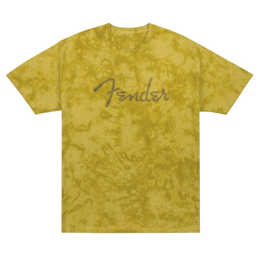 Fender Spaghetti Logo Tie-Dye T-Shirt (Mustard) Medium