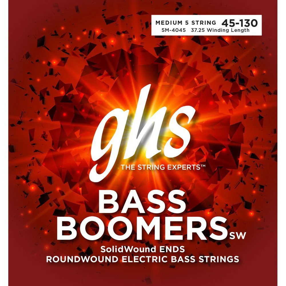 GHS Bass Boomers 5-String Medium Solid Wound Electric Bass Strings (45-130)