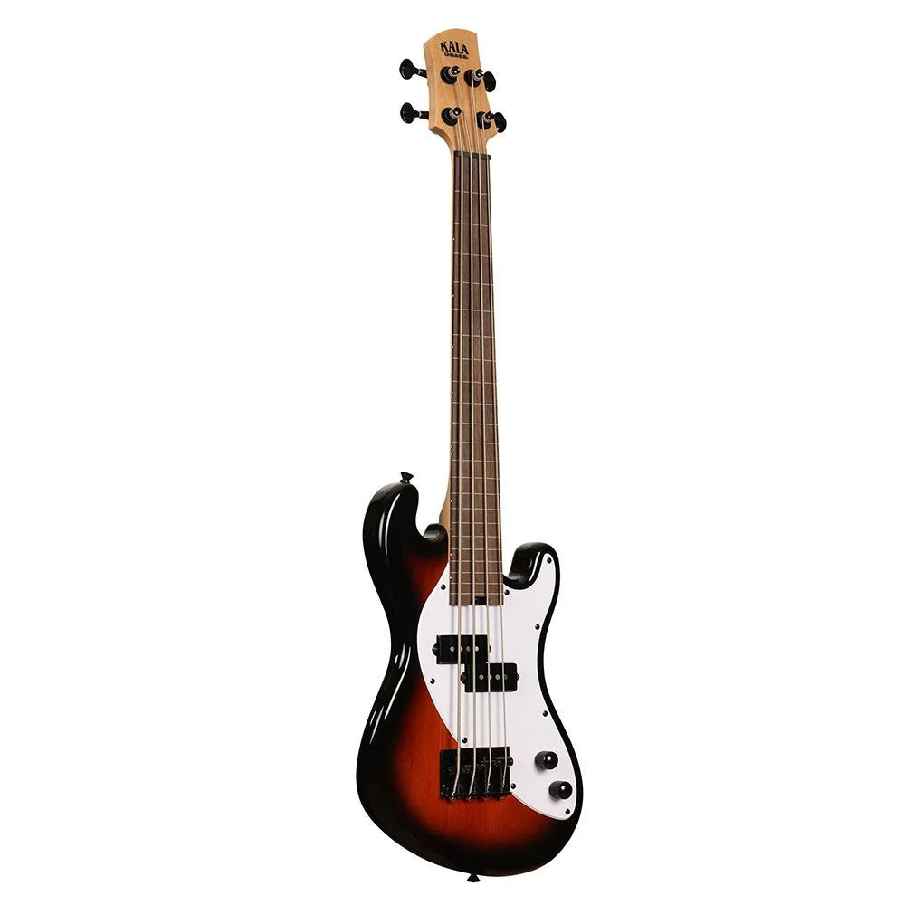 Kala UBASS-SB-TB-FL Solid Body 4-String Fretless Electric Ubass (Sunburst) inc Gig Bag