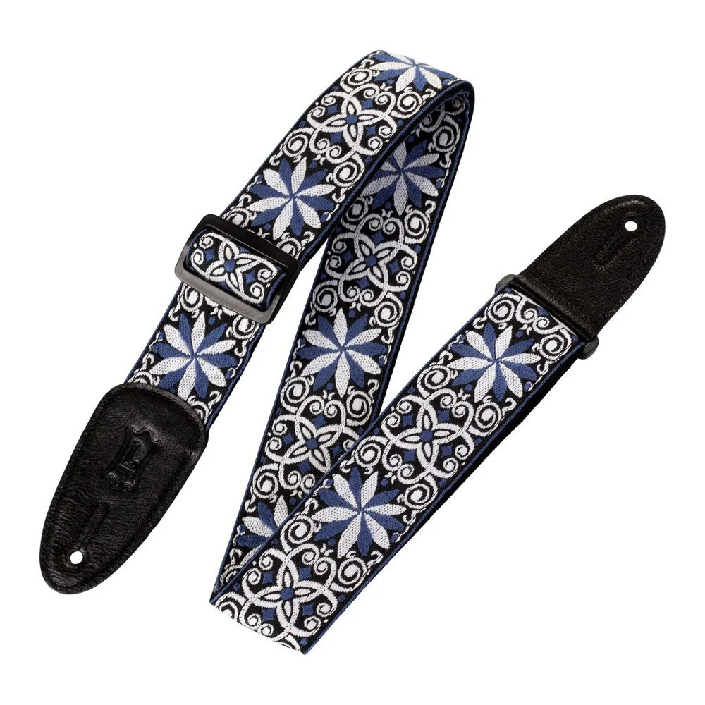 Levys Jacquard Guitar Strap 2" (Floral Blue & White Motif)