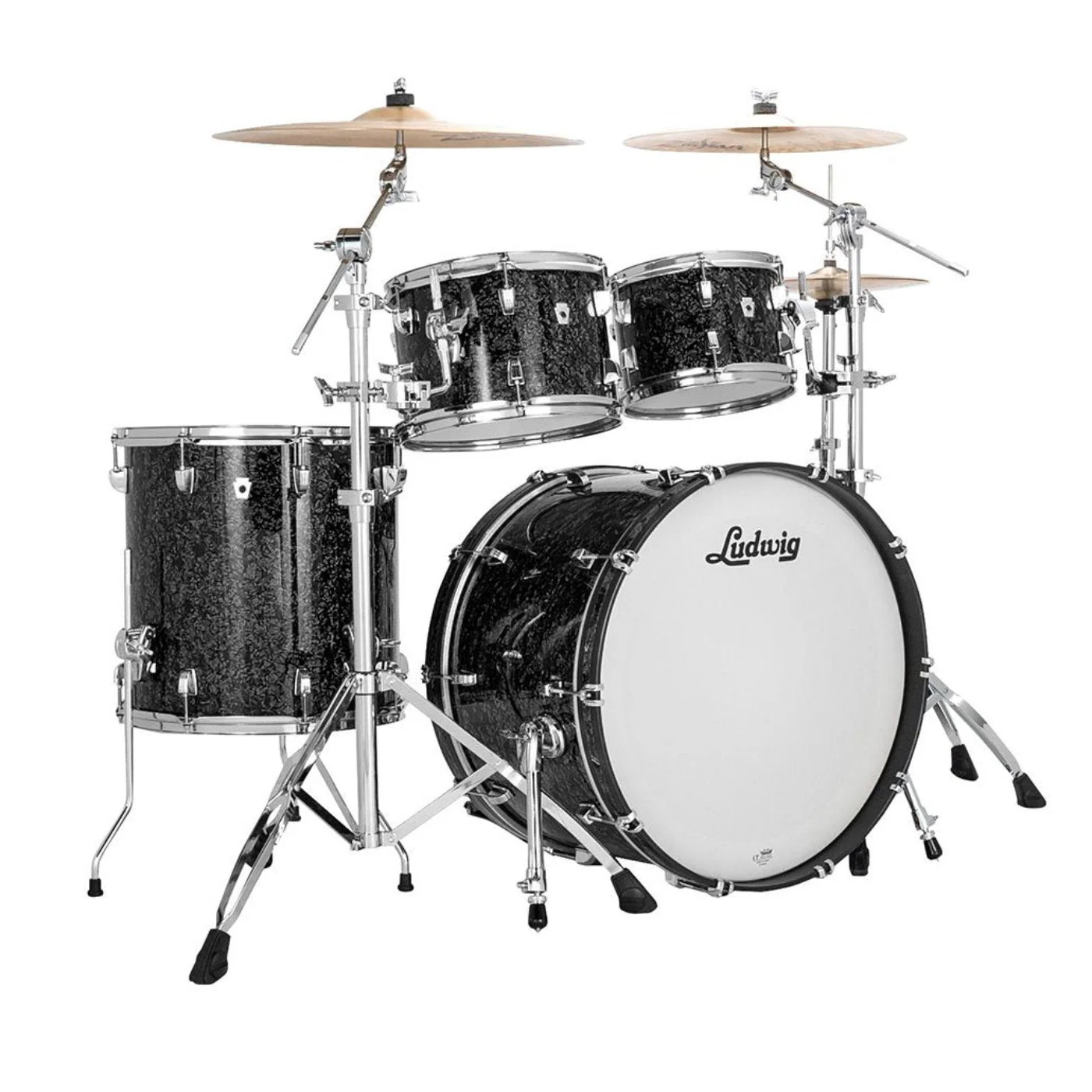 Ludwig Neusonic 4pc Mod2 Kit 22x14b, 10x7t, 12x8t, 16x16ft Ebony Pearl