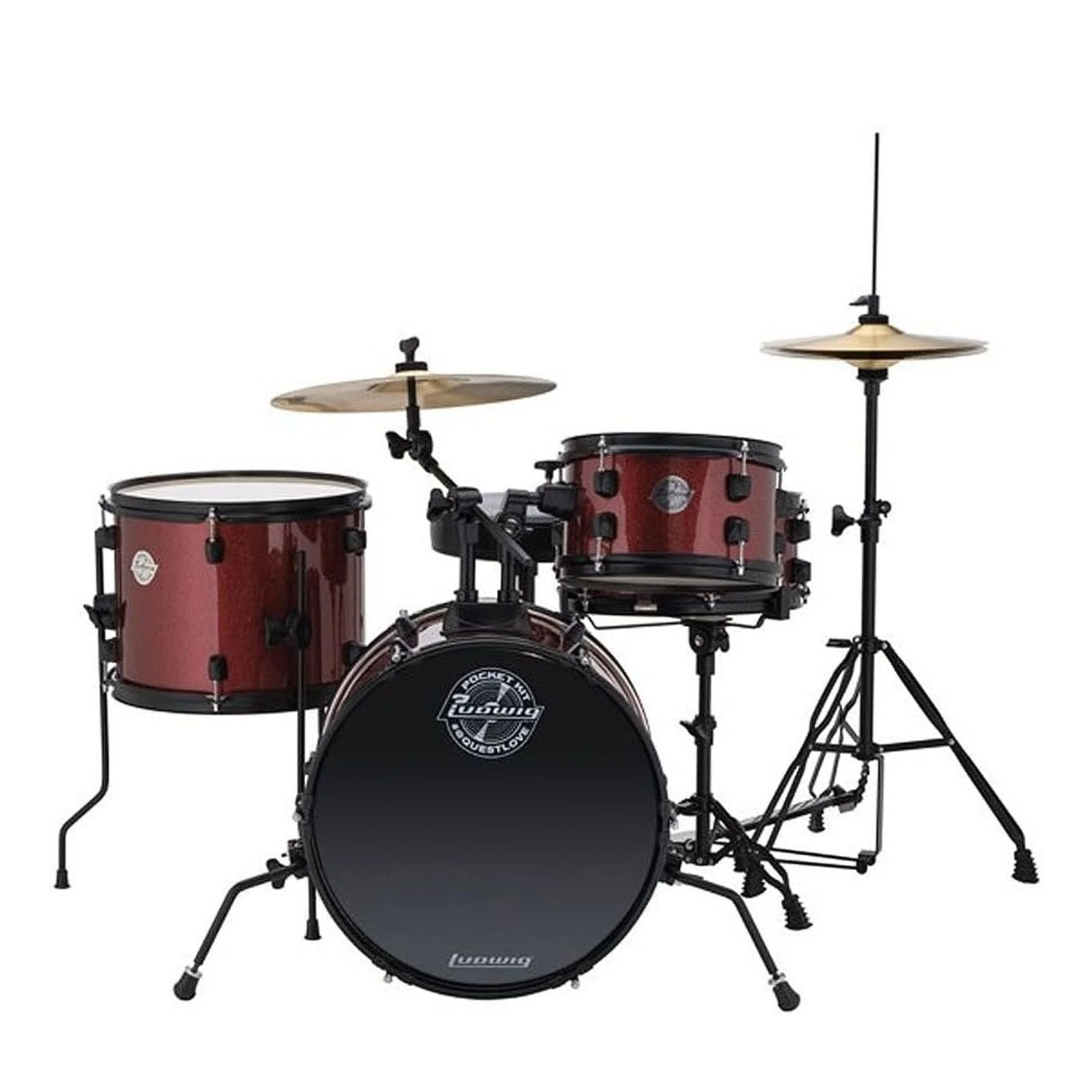 Ludwig Questlove Pocket Kit 4piece Complete Drum Kit Red Sparkle