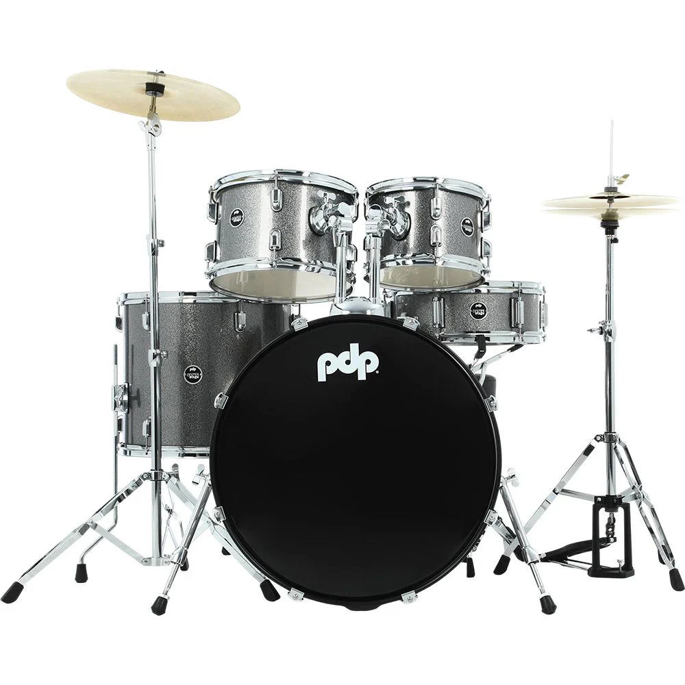PDP Center Stage 5-Piece 22" Drumkit w/ Hardware Cymbals & Throne (Silver Sparke)
