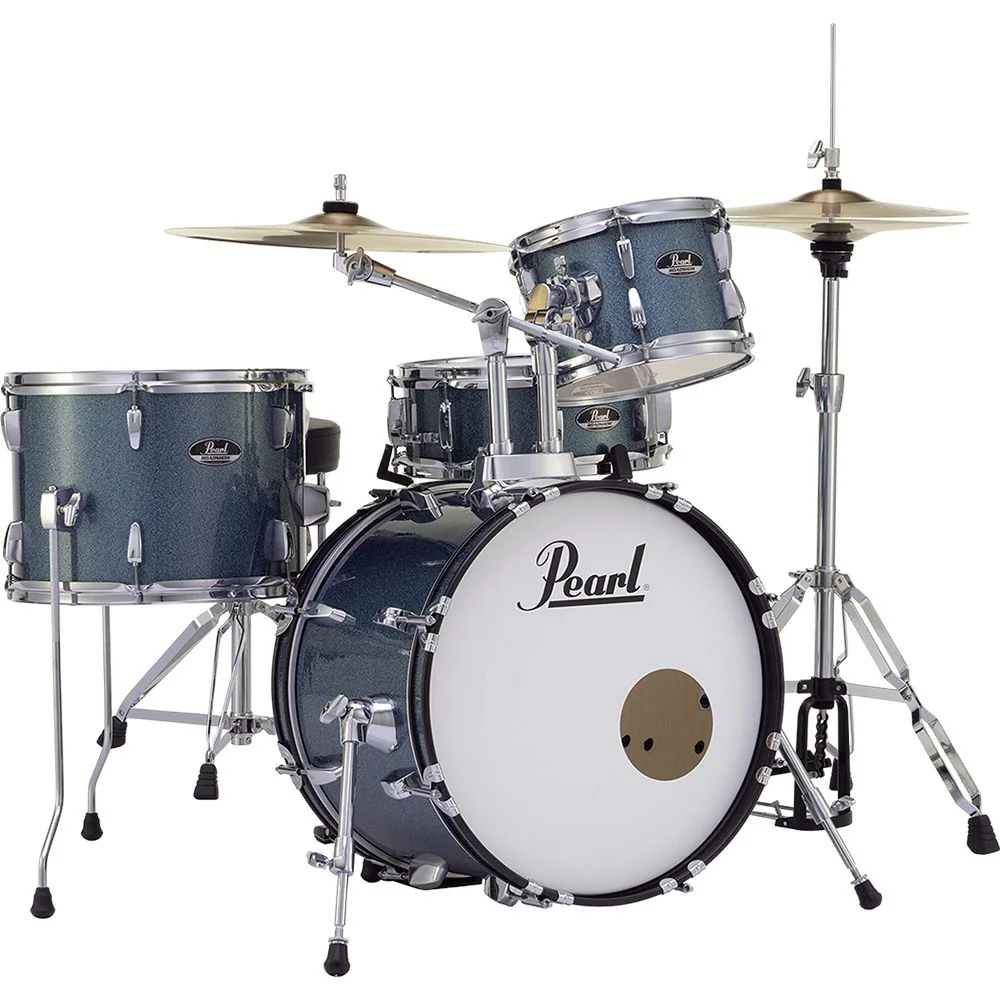 Pearl Roadshow 18" 4-Piece Drum Kit w/Hardware & Cymbals (Aqua Blue Glitter)