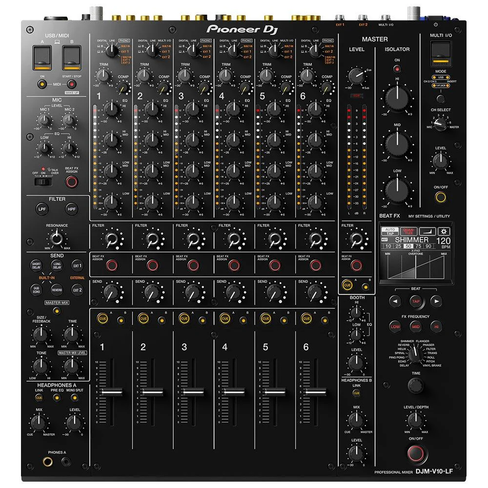 Pioneer DJMV10LF 6-Channel Professional DJ Mixer w/ Long Throw Faders
