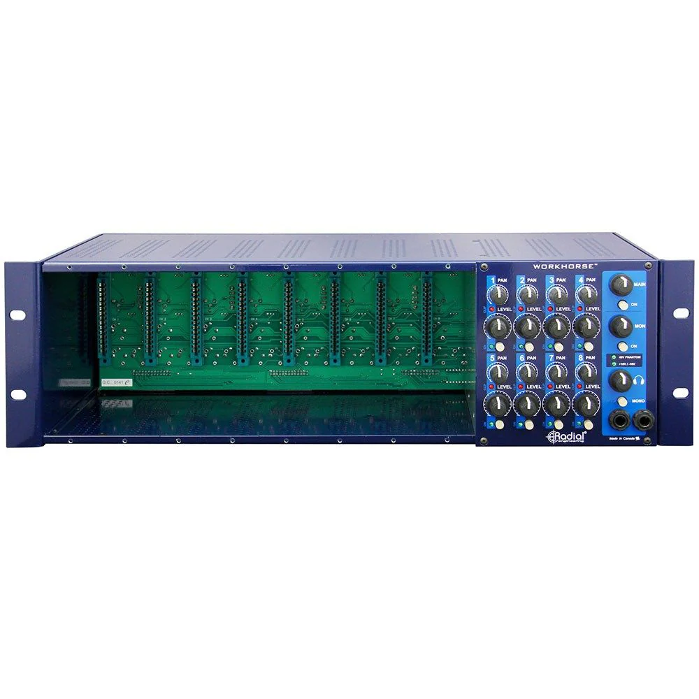 Radial Workhorse 8-Slot Rackmount Power Rack w/ Analog Summing Mixer for 500 Series