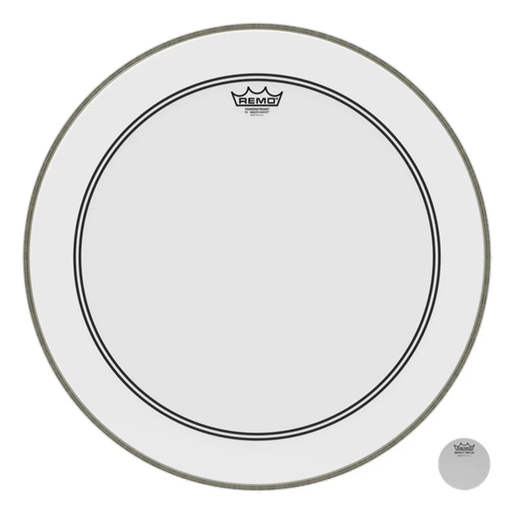 Remo P3-1222-C2 Powerstroke 3 Smooth White with Impact Patch Bass Drumhead 22"