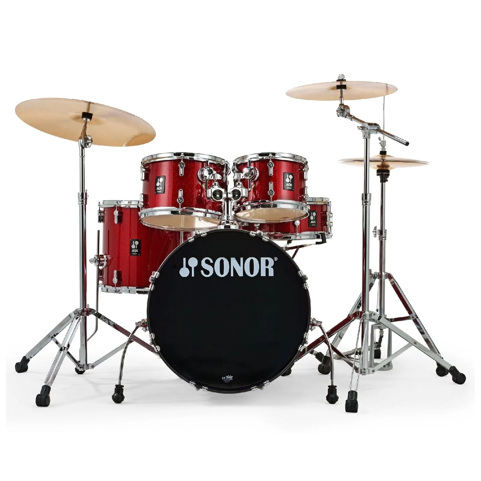 Sonor AQX Studio 5Piece Drum Kit with Hardware and Cymbals Red Moon Sparkle