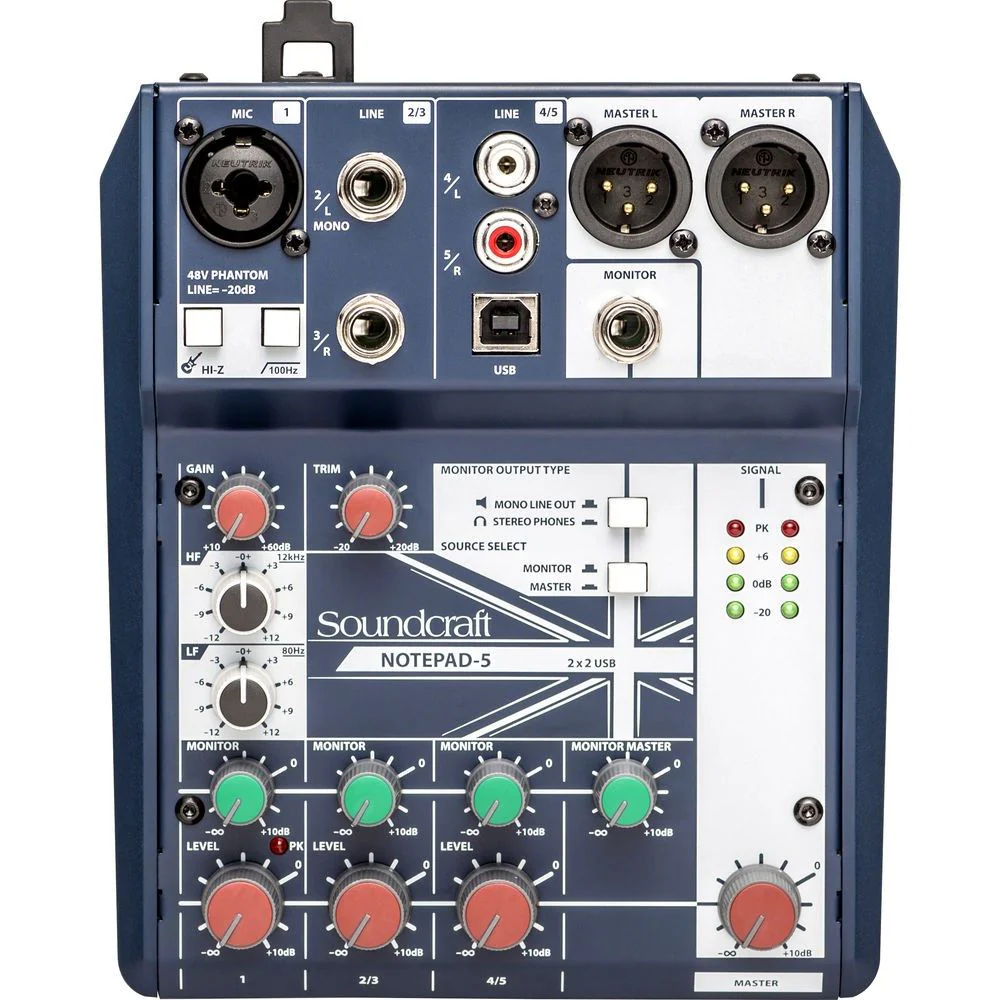 Soundcraft Notepad 5 Small Format Analog Mixing Console w/ USB I/O