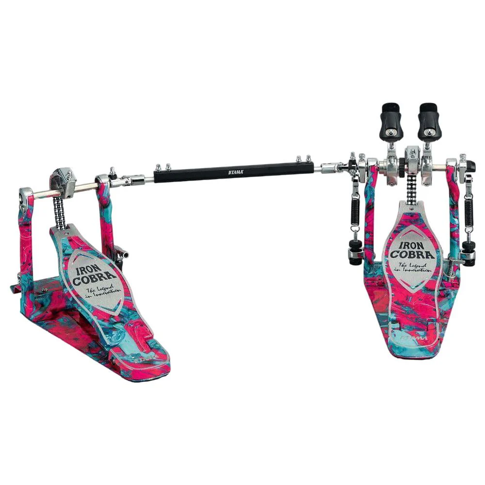 Tama 50th Anniversary Iron Cobra Power Glide Twin Pedal (Marble Coral Swirl)