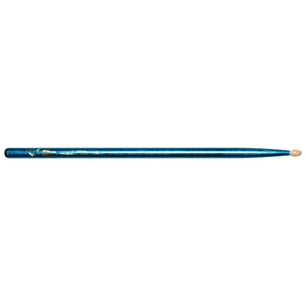 Vater VCB5A Colour Wrap 5A Wood Tip Drumsticks (Blue Sparkle) (Pair)