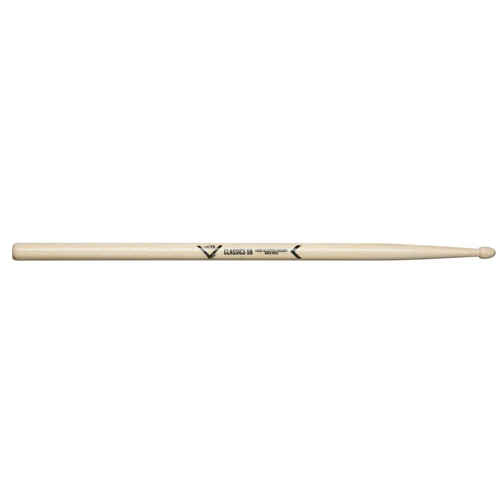 Vater VHC5BW Classics 5B American Hickory Wood Tip Drumsticks (Pair)