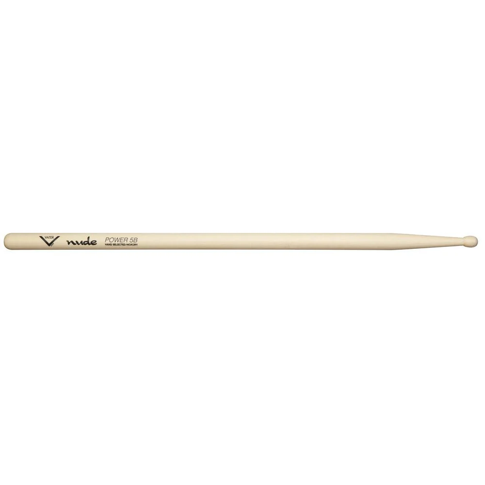 Vater VHNP5BW Nude Series Power 5B American Hickory Wood Tip Drumsticks (Pair)