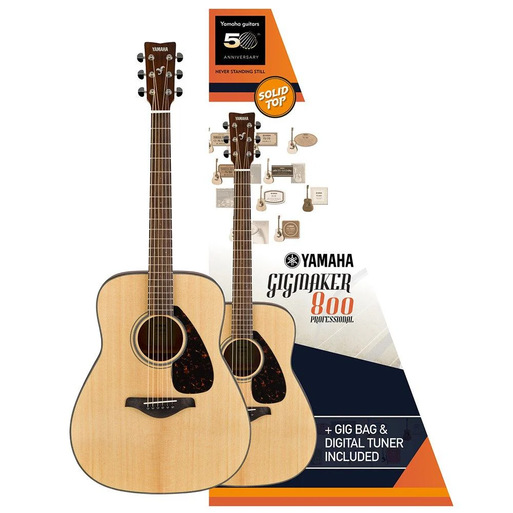 Yamaha Gigmaker 800M Solid-Top Acoustic Guitar Pack (Matte) inc Gig Bag & Tuner