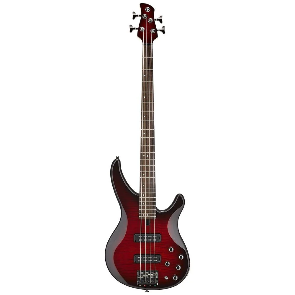 Yamaha TRBX604 TRBX Series Flamed Maple Bass Guitar (Dark Red Burst)